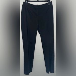 Halogen Womens 6 Taylor Fit Trouser Black Linen Blend Notch Pockets Tapered Leg